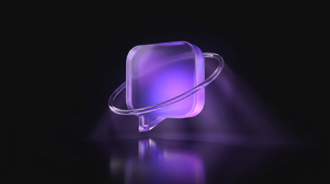 Qalyb glowing chat-bubble brand visual